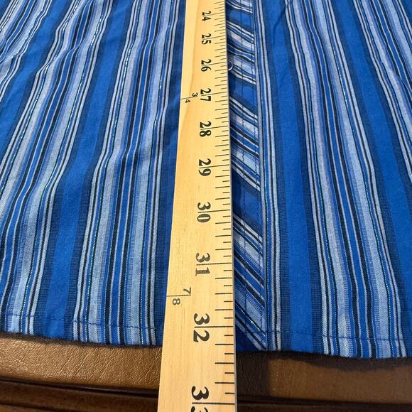 Wrangler Women’s 2XL Western Pearl Snap Shirt Blue Striped Metallic - Picture 6 of 8